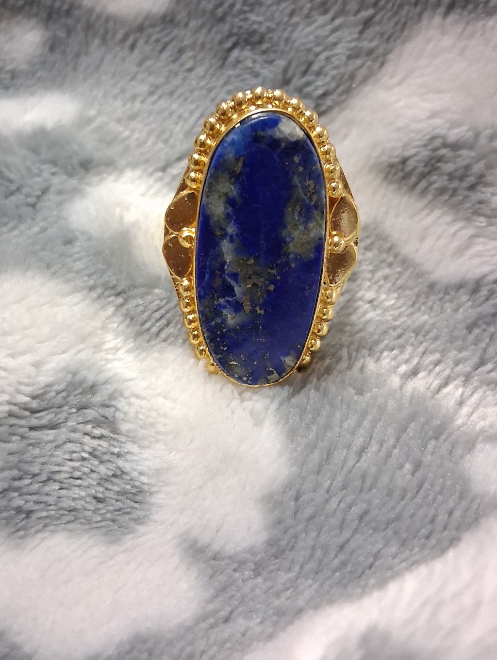 Gold Plated Lapis Lazuli Statement Ring - Blue — image 8 of 8